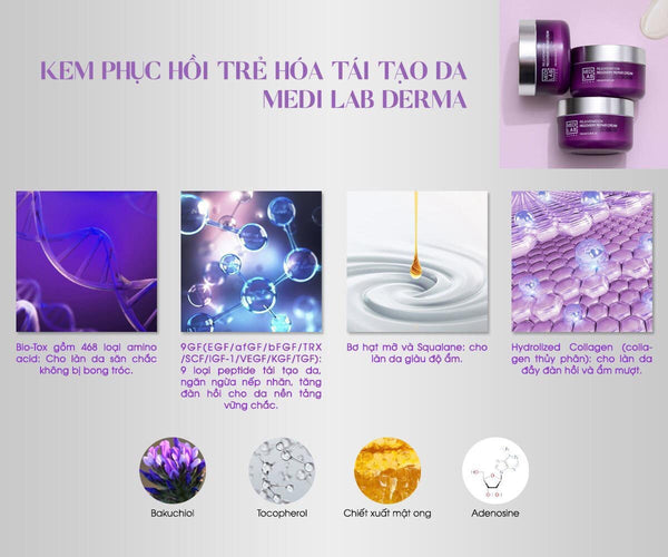 DERMA Rejuvenation Recovery Repair Cream, KEM PHỤC HỒI TRẺ HÓA TÁI TẠO DA MEDI LAB DERMA HÀNG BỆNH VIỆN