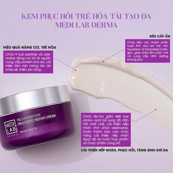 DERMA Rejuvenation Recovery Repair Cream, KEM PHỤC HỒI TRẺ HÓA TÁI TẠO DA MEDI LAB DERMA HÀNG BỆNH VIỆN