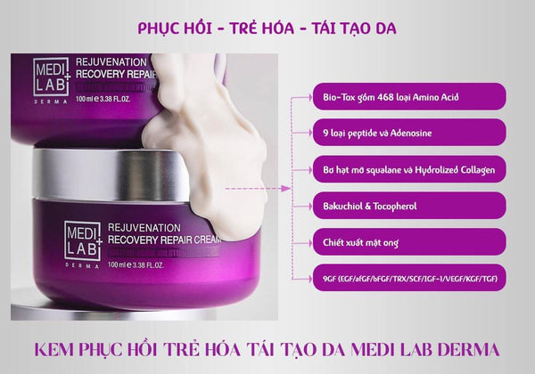 DERMA Rejuvenation Recovery Repair Cream, KEM PHỤC HỒI TRẺ HÓA TÁI TẠO DA MEDI LAB DERMA HÀNG BỆNH VIỆN