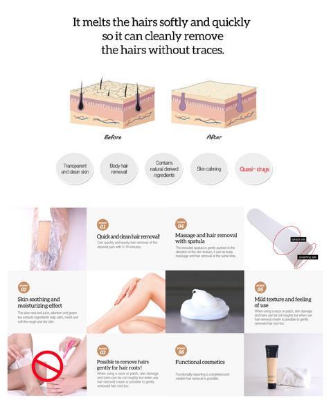 MOOMO Clean Hair Removal Cream 150ml with Waxing Spatula